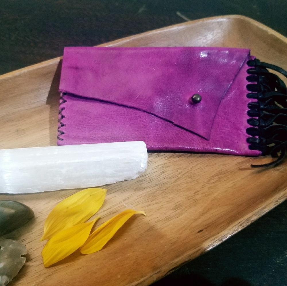 Leather fringe wallet / makeup bag